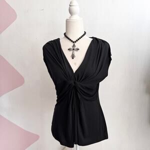 Vintage Black Front Twist Top, Goth Whimsigoth Grunge Indie Sleaze Medium